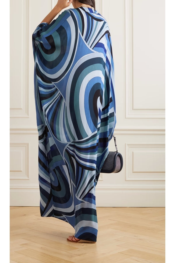 Blue Printed Long Kaftan