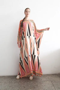 Printed Multicolour Long Kaftan Dress