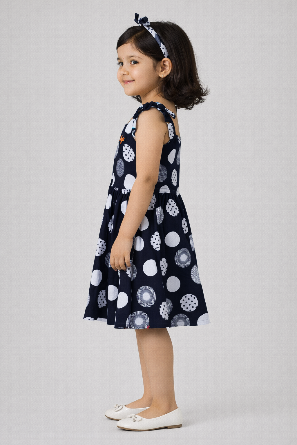 Navy Blue Printed Summer Dress