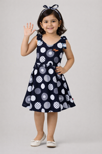 Navy Blue Printed Summer Dress