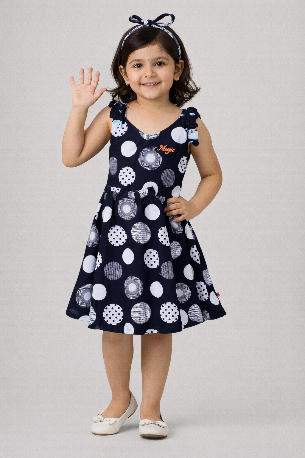 Navy Blue Printed Summer Dress
