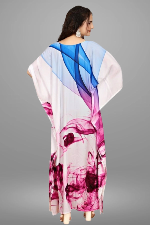 Blue and Pink Ombre Print Kaftan