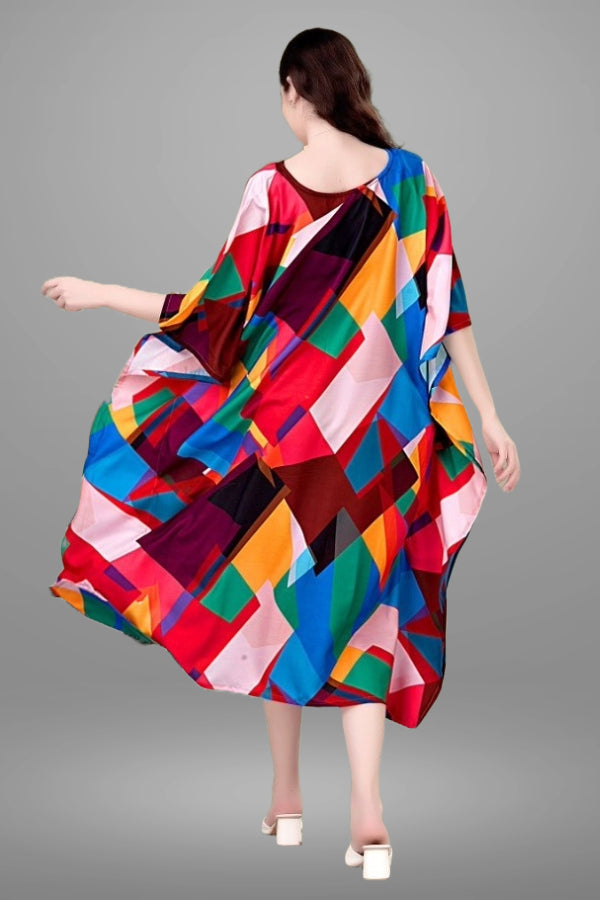 Multicoloured Geometric Print Kaftan