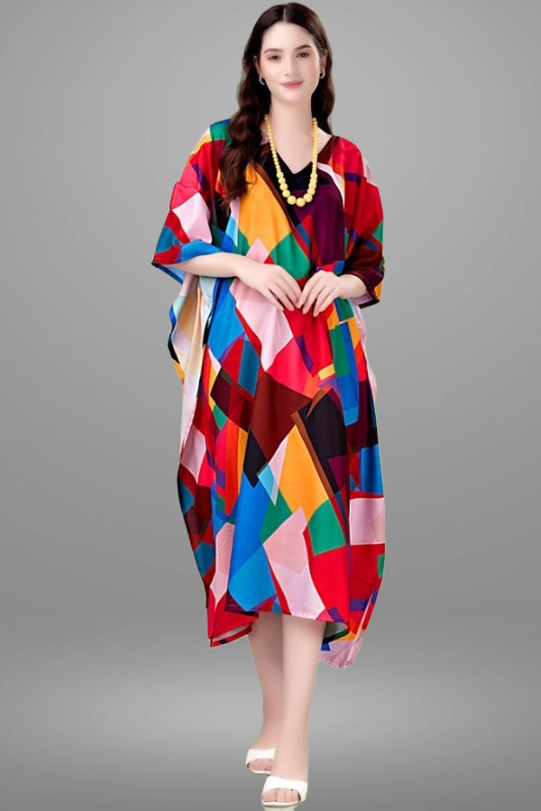 Multicoloured Geometric Print Kaftan