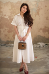 White Summer Shirt Dress with Belt