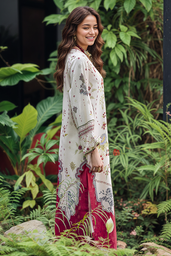 Ivory & Crimson Mughal Print Kurta Set