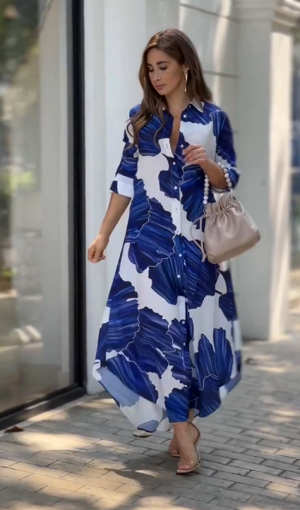 Blue & White Korean Long Shirt