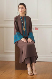 Mocha Royale Embroidered Kurta Set - Navvi.in