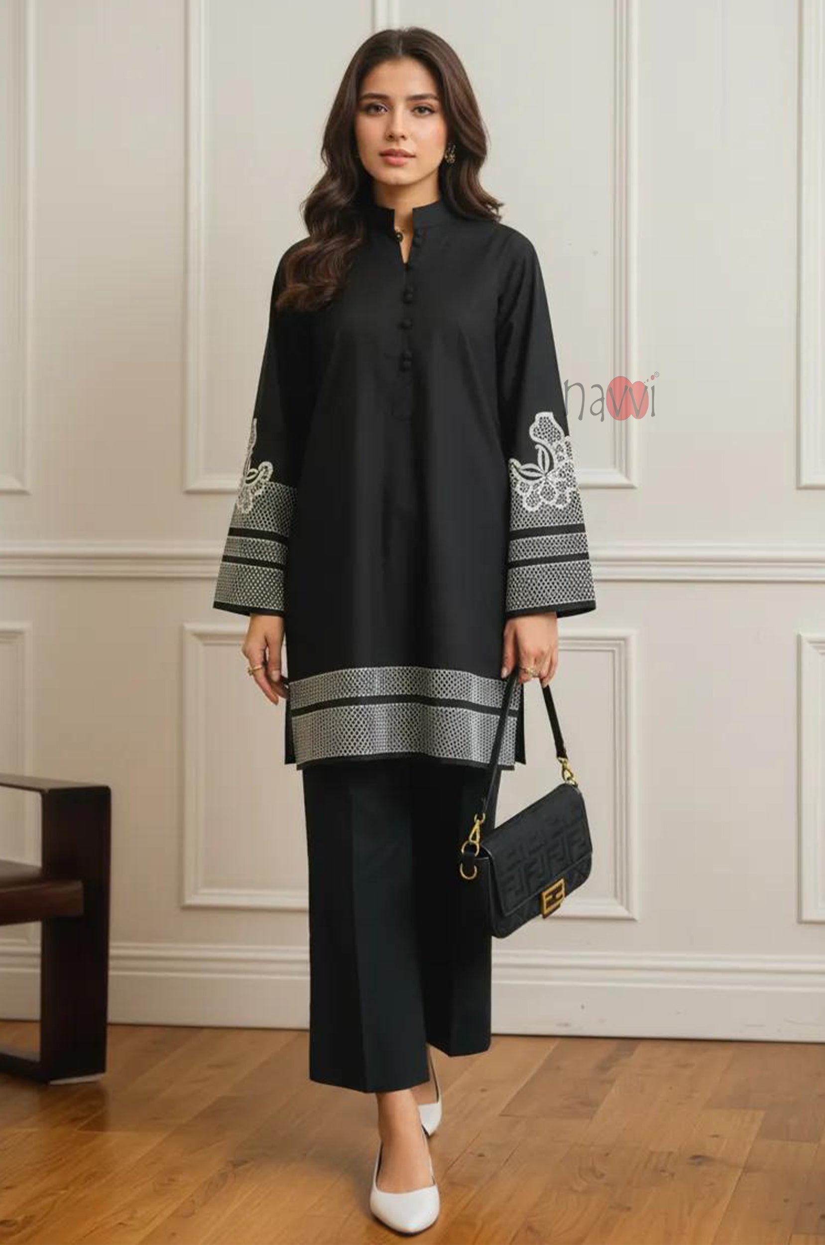 Noir Bloom Pret Embroidery Coord Set