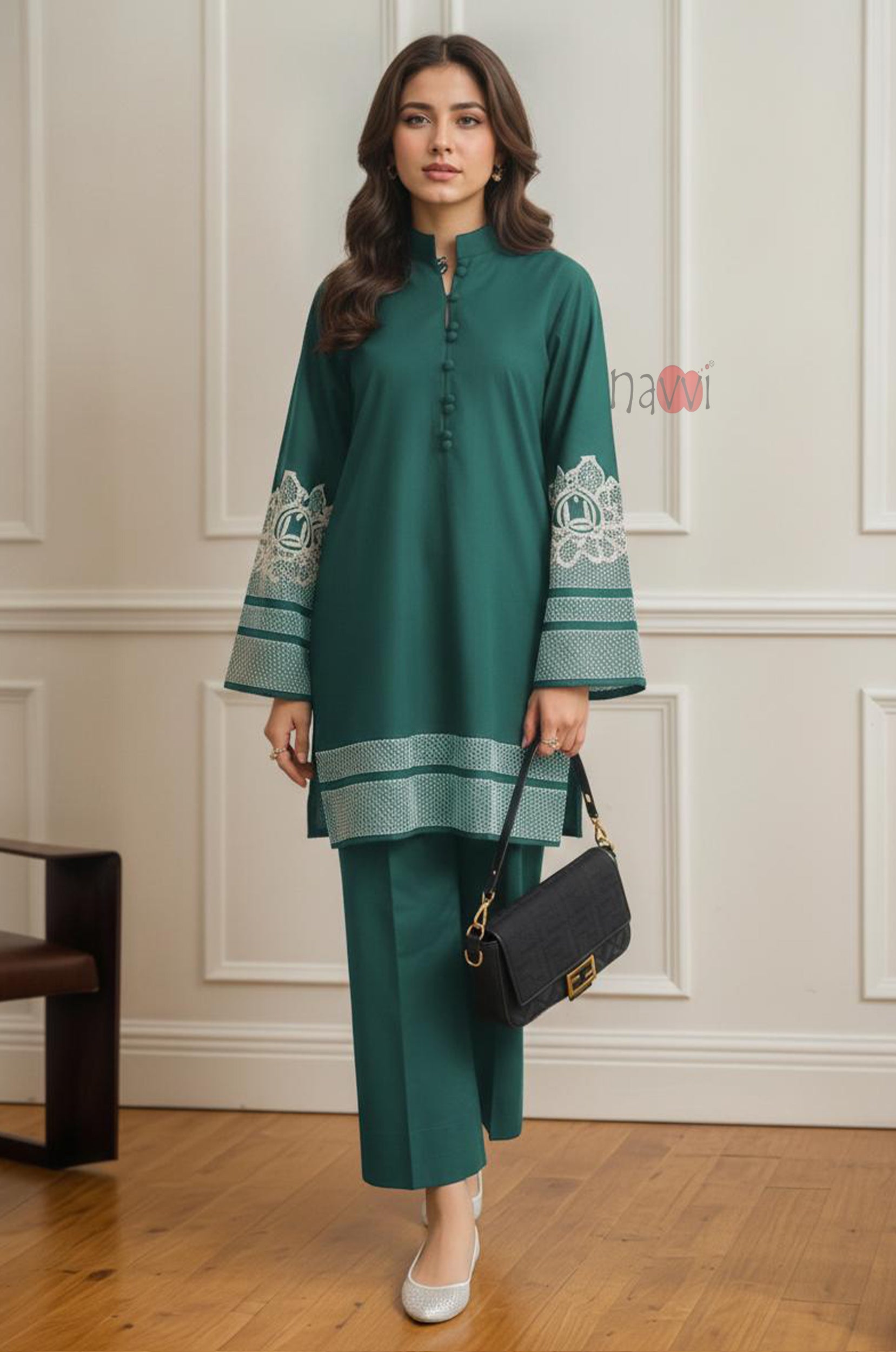 Noir Bloom Pret Embroidery Coord Set