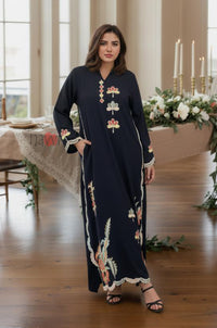 Midnight Floral Embroidered Kaftan