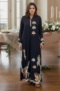 Midnight Floral Embroidered Kaftan