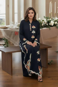 Midnight Floral Embroidered Kaftan