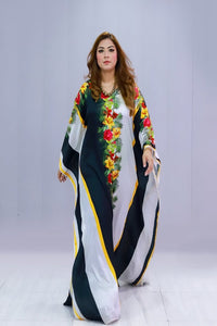 Tropical Print Kaftan Dress