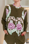 Navy Blue and Lime Green Pattern Shirt