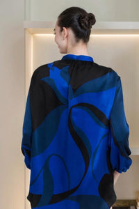 Royal Blue Abstract Print Shirt