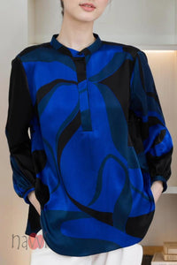 Royal Blue Abstract Print Shirt