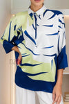 Navy Blue and Lime Green Pattern Shirt