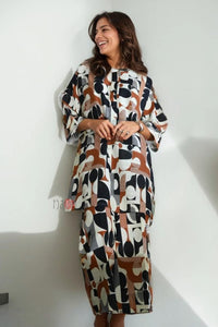 Brown Abstract Pattern Co-Ord Set
