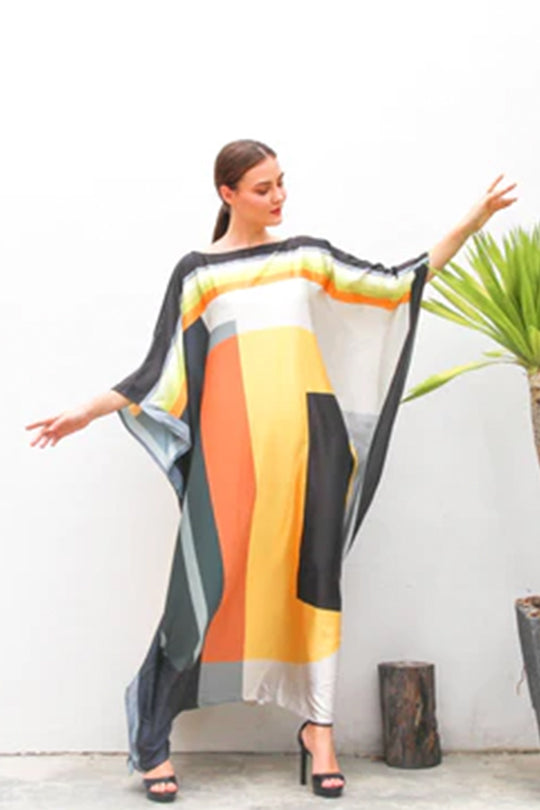 Geometric Print Wide Kaftan Dress