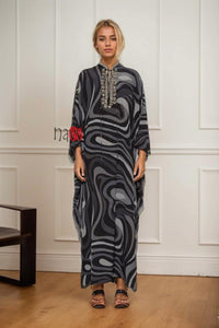 Geometric Print Hand Work Kaftan