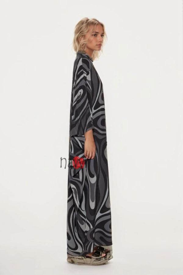 Geometric Print Hand Work Kaftan