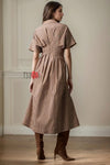 Front-Button Pleated Shirt Dress