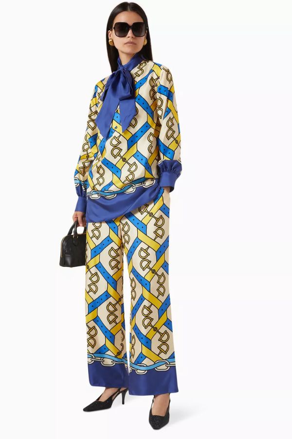 Golden & Blue Co-ord Set With Belt