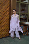 Lavender Embroidered Kaftan Style Kurta Set