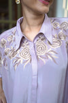 Lavender Embroidered Kaftan Style Kurta Set