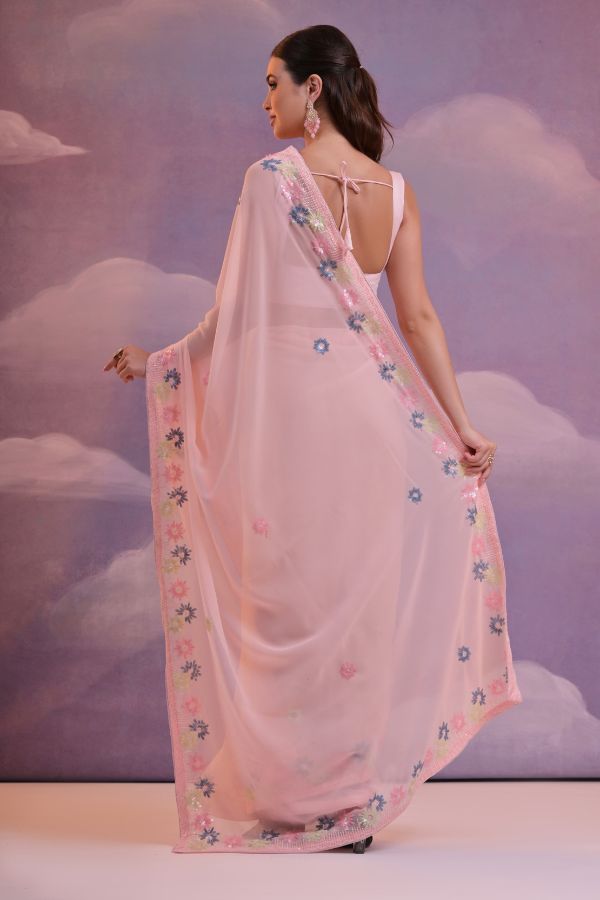 Georgette Saree With Sequins Work