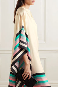 Beige Geometric Kaftan Dress