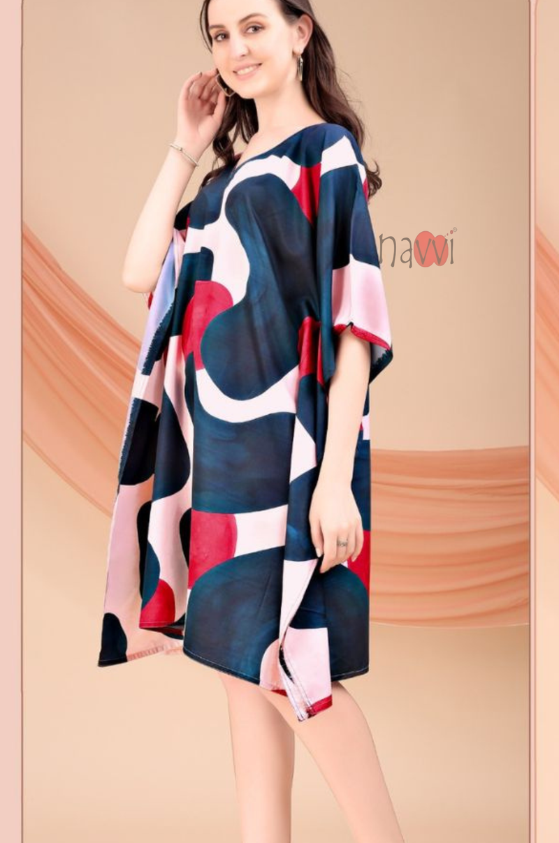 Bash Blue Red Kaftan Dress - Navvi.in