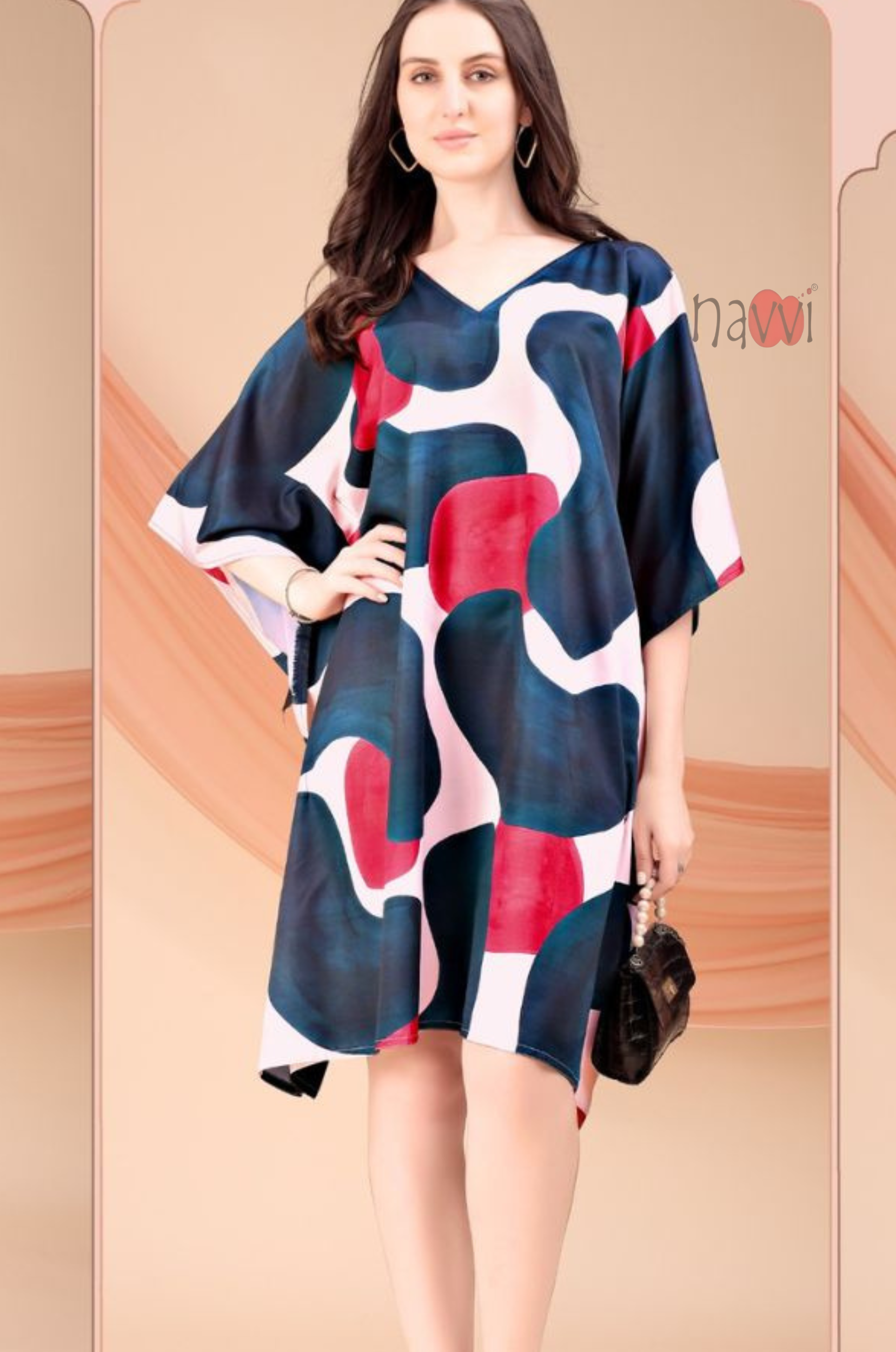 Bash Blue Red Kaftan Dress