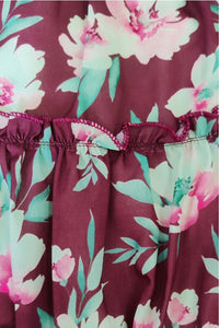 Maroon Floral Print Summer Dress