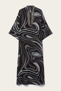 Geometric Print Hand Work Kaftan