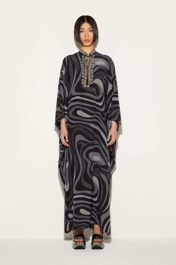 Geometric Print Hand Work Kaftan