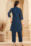 Navy Blue Embroidery Kurta Pant Set