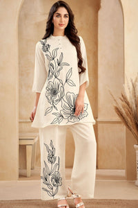 Off-white Kurta Set with Parallel Pants