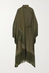 Olive Fringe Kaftan Dress With Belt