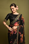 Floral Georgette Saree With Foil Work