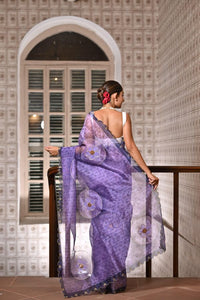 Digital Print Organza Saree with Work