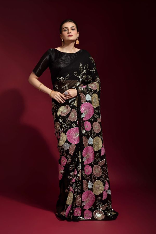 Thread and Sequence Work Gulabo Saree