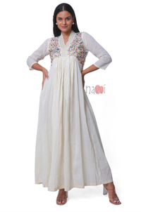 Pure Muslin Embroidered Tunic With Lace