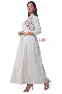 Pure Muslin Embroidered Tunic With Lace