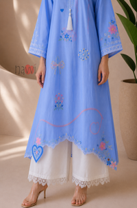 Lavender Bloom Embroidered Kurta