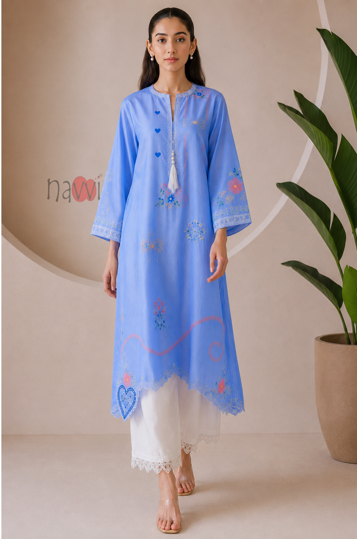 Lavender Bloom Embroidered Kurta