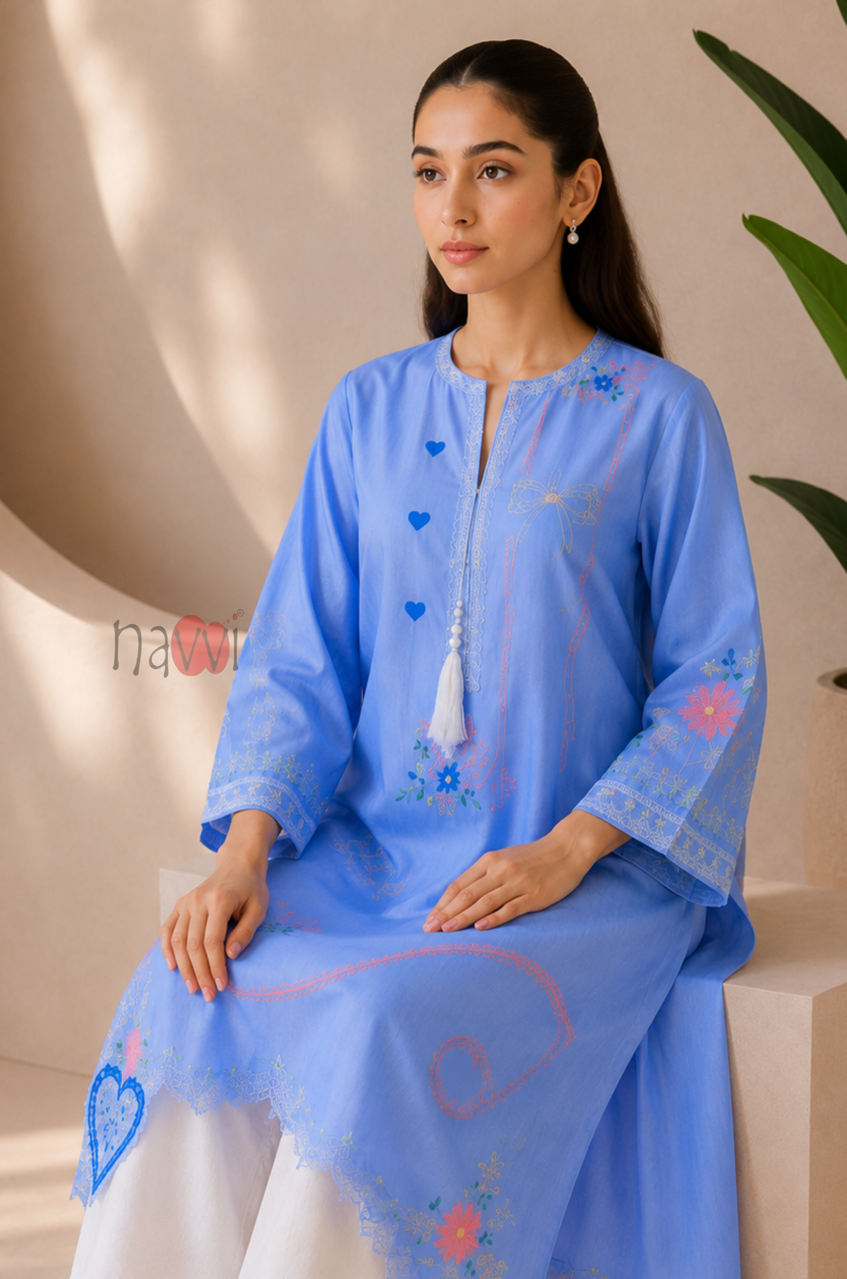 Lavender Bloom Embroidered Kurta