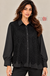 Black Embroidery Party Wear Top