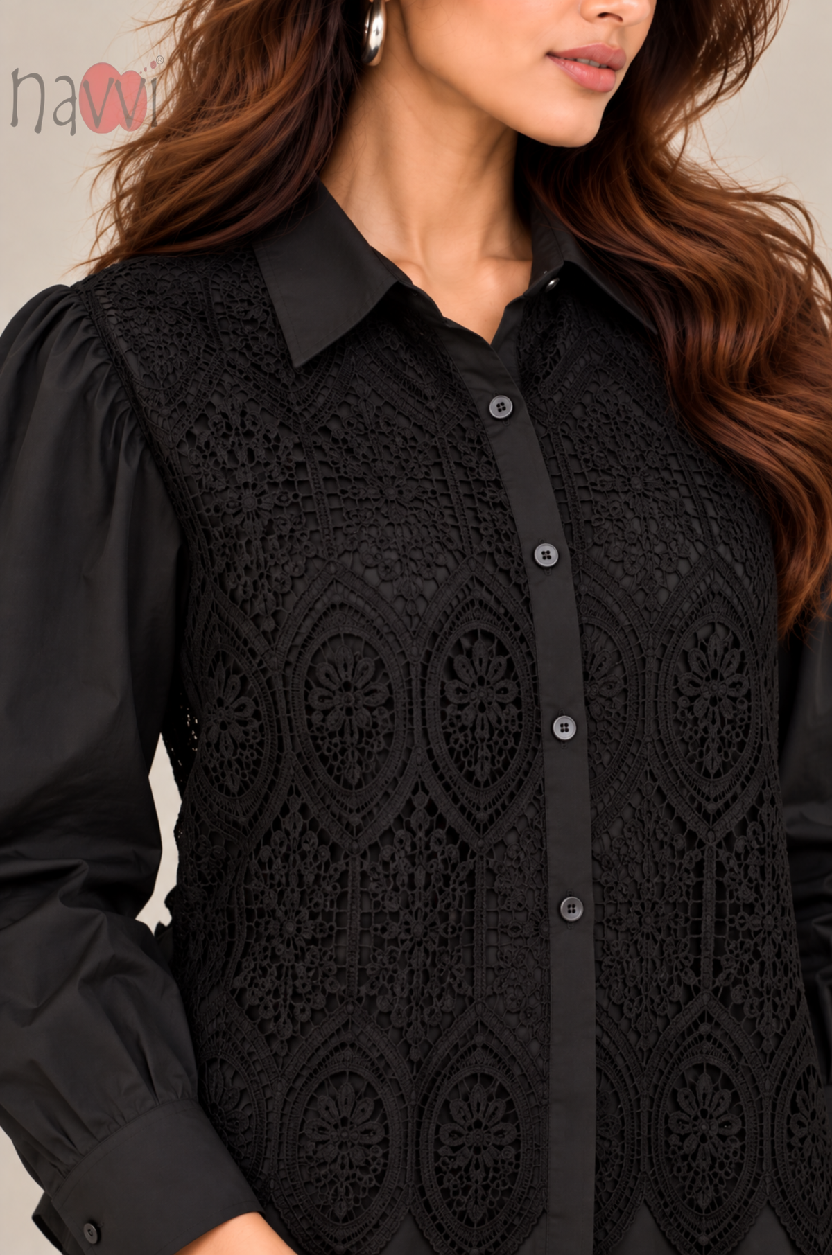 Black Embroidery Party Wear Top